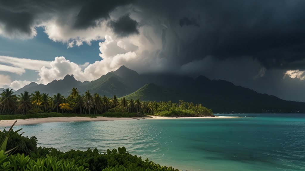 There is strom over a landscape in Sri Lanka Un orage sur les montagnes du Sri Lanka