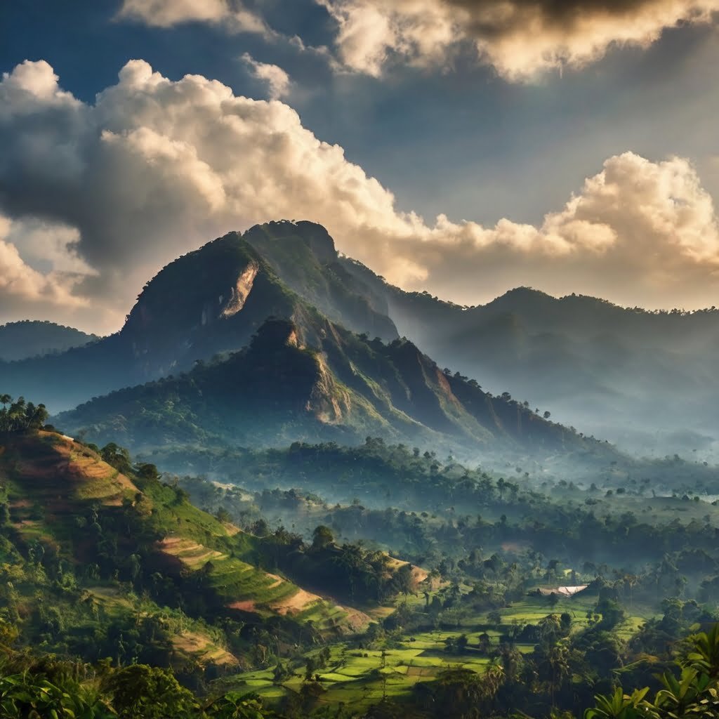 Mountains top from Sri Lanka with clouds in the background Montagnes du Sri Lanka avec nuages en arrière plan